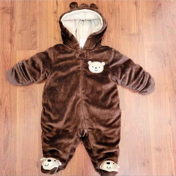 SMALL WONDERS FUZZY BEAR COLD WEATHER ZIP UP SIZE 0-3 - Picture 3 of 9